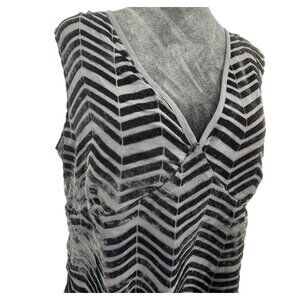 Old Navy Velvet Burnout Babydoll Top L Womens Black Y2K Sleeveless V Neck Empire